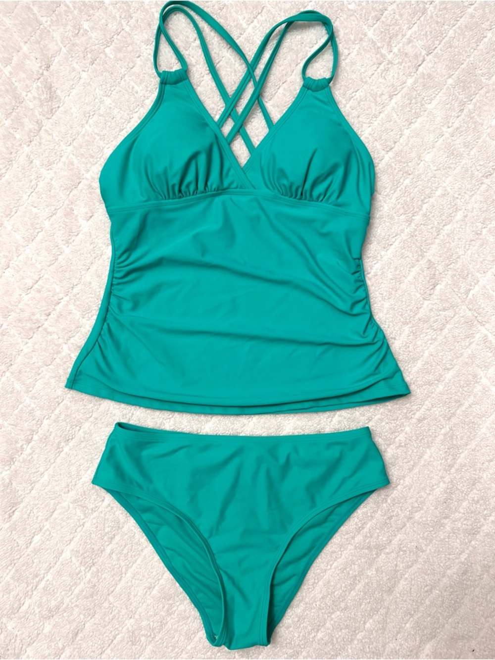 Cupshe Turquoise Green Tankini & Mid-Rise Hipster Swim Set